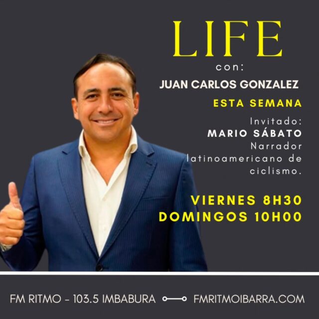 Un programa que respira vida. Conversaciones de vida con @juankgonzalezo.

Esta semana otro invitado especial conversándonos su vida, Mario Sábato @mario_sabato , periodista deportivo especializado en ciclismo.

Escúche este "programón" en 103.5 FM en Imbabura o en cualquier parte del mundo en www.fmritmoibarra.com