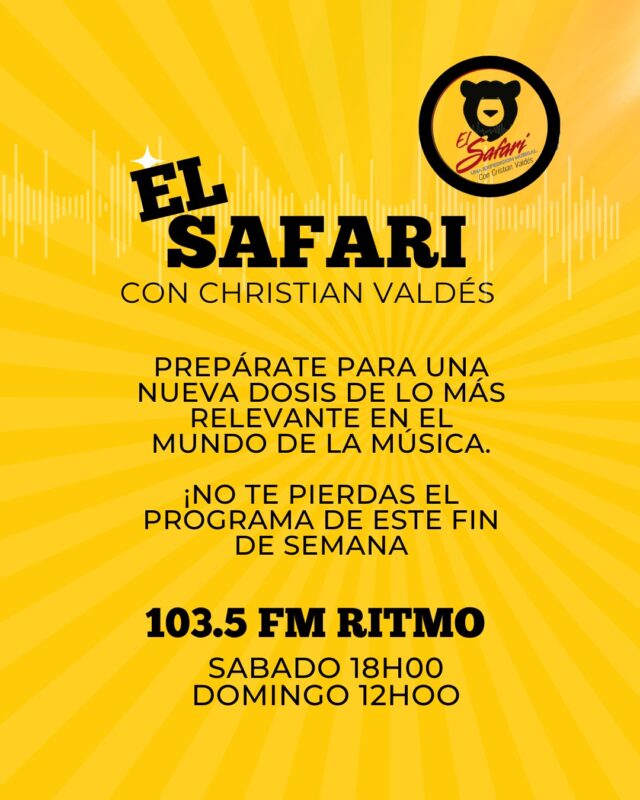 🎶 ¡Esta semana en EL SAFARI con Christian Valdés! 🌍

🌟 Coldplay termina su tour en América Latina, Miley Cyrus vs Paulina Rubio, Maroon 5 anuncia su 8vo álbum y gira para 2025, y Gloria Estefan regresa tras 18 años con ‘Raíces’. 🎤✨

🔥 Además, Alejandro Sanz critica a Maduro, Manuel Mijares se retira, Gloria Trevi estrena ‘El vuelo’, Luis Miguel lanza su Tequila negro y Juanes sorprende con su nuevo tema. 🎸🍹

¡Todo esto y más solo en EL SAFARI! 📲🎧

#ElSafari #ChristianValdez #NoticiasMusicales #Coldplay #MileyCyrus #Maroon5 #GloriaEstefan #LuisMiguel #Juanes #fmritmoibarra
